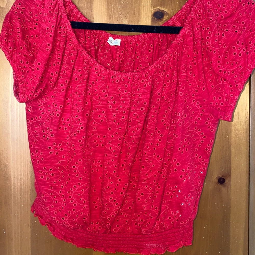 Red fo lace crop top worn twice